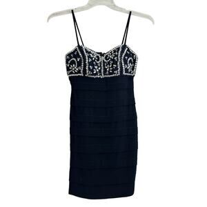 Teeze Me Blue Jewel Sequin Short Formal Cocktail Juniors Dress size 3